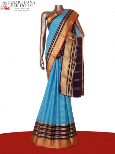 Pure Veldhari Zari Lines Mysore Crepe Silk Saree